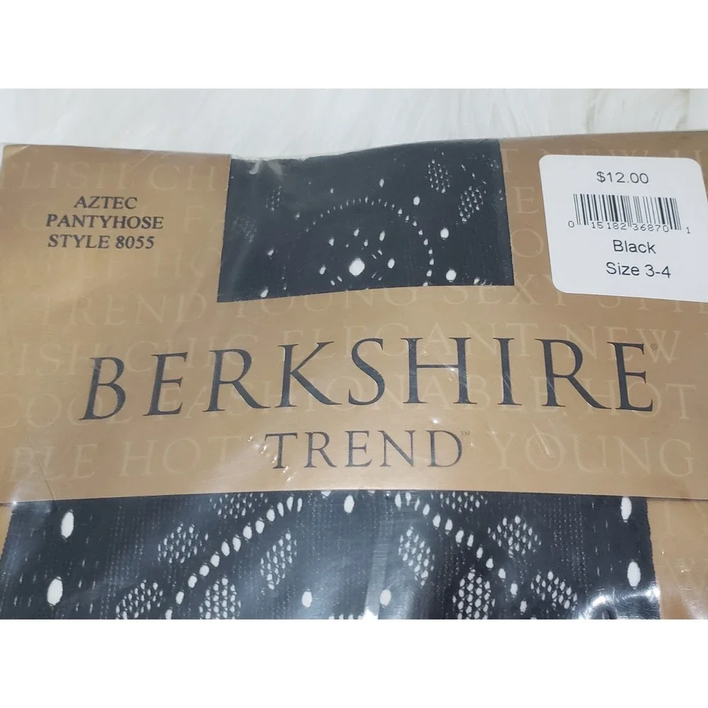 VTG 2005 Trend Berkshire AZTEC BOHO CUTOUT black pantyhose size 3/4 whimsical